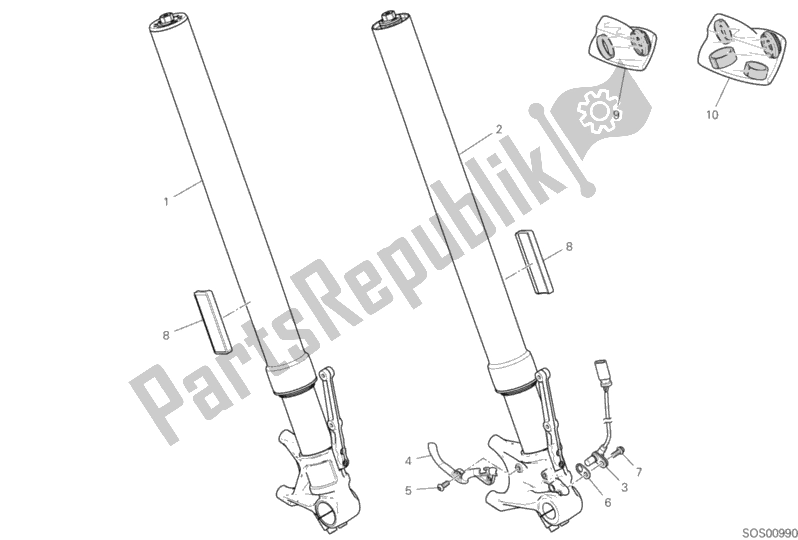 Tutte le parti per il Forcella Anteriore del Ducati Diavel 1260 S Brasil 2020
